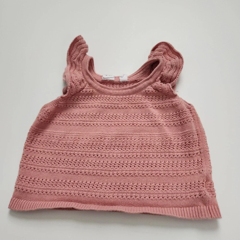 GAP‎ Kids 100% Cotton Pink Knit Ruffle Sleeve tank Top Girls Size XS 4-5